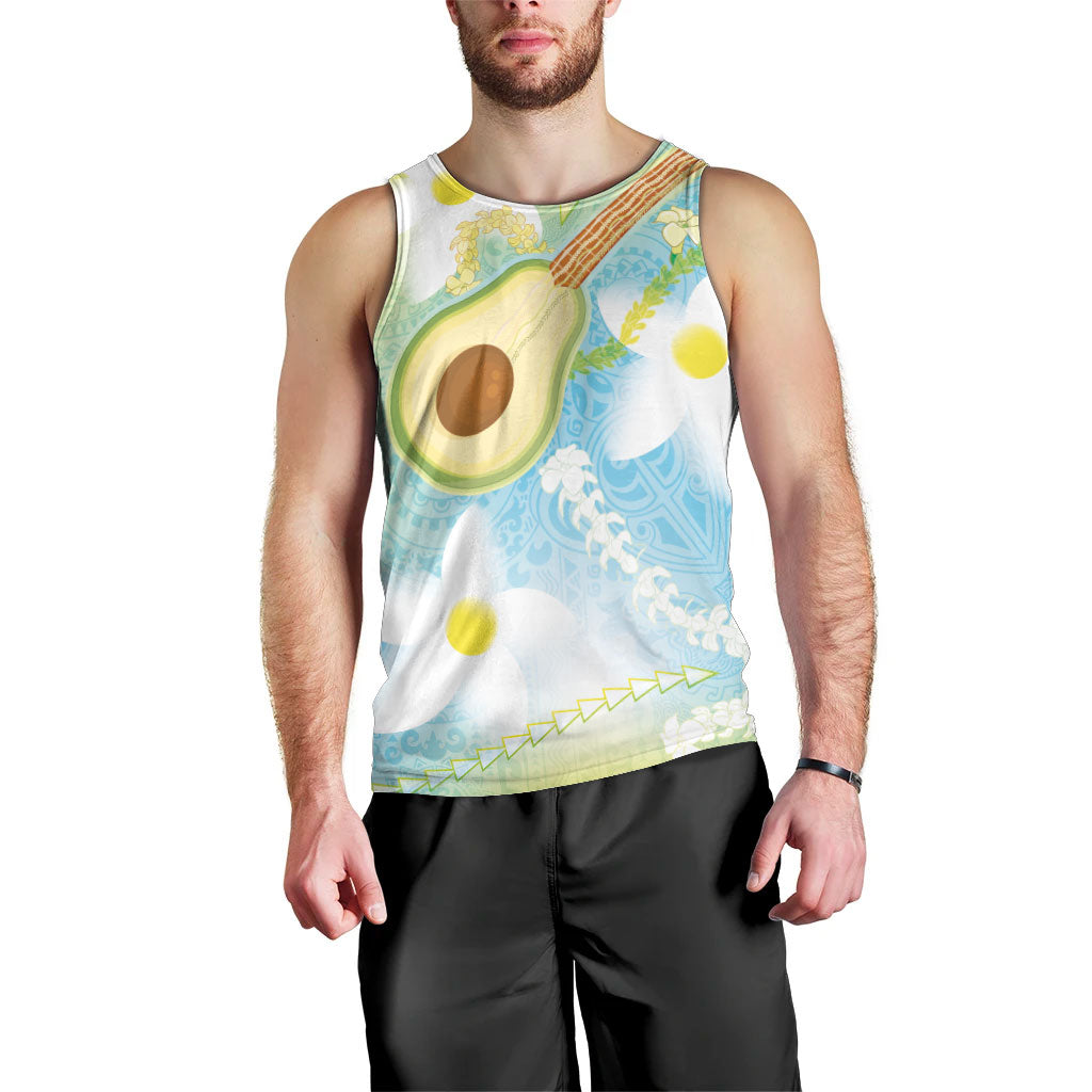 Hawaiian Ukulele Avocado Men Tank Top Leis and Polynesian Pattern LT03 - Polynesian Pride