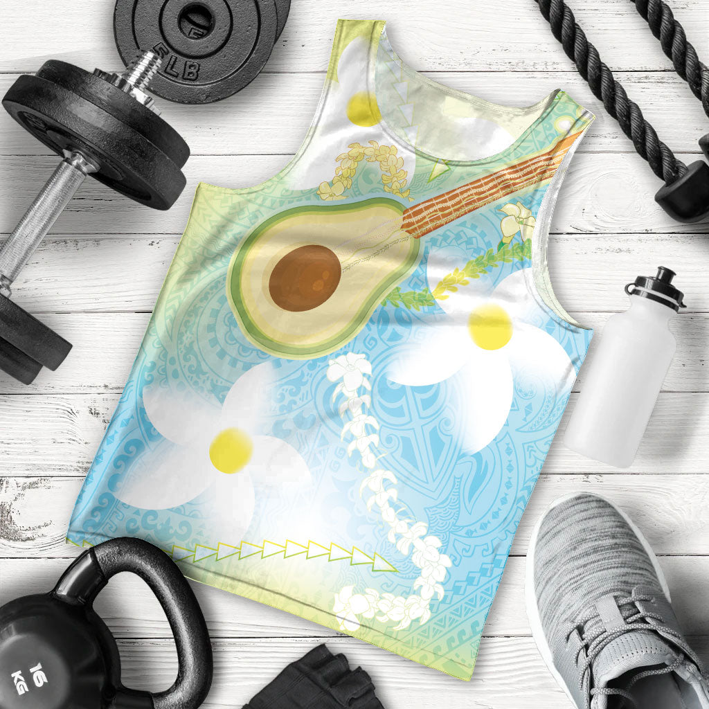 Hawaiian Ukulele Avocado Men Tank Top Leis and Polynesian Pattern LT03 - Polynesian Pride