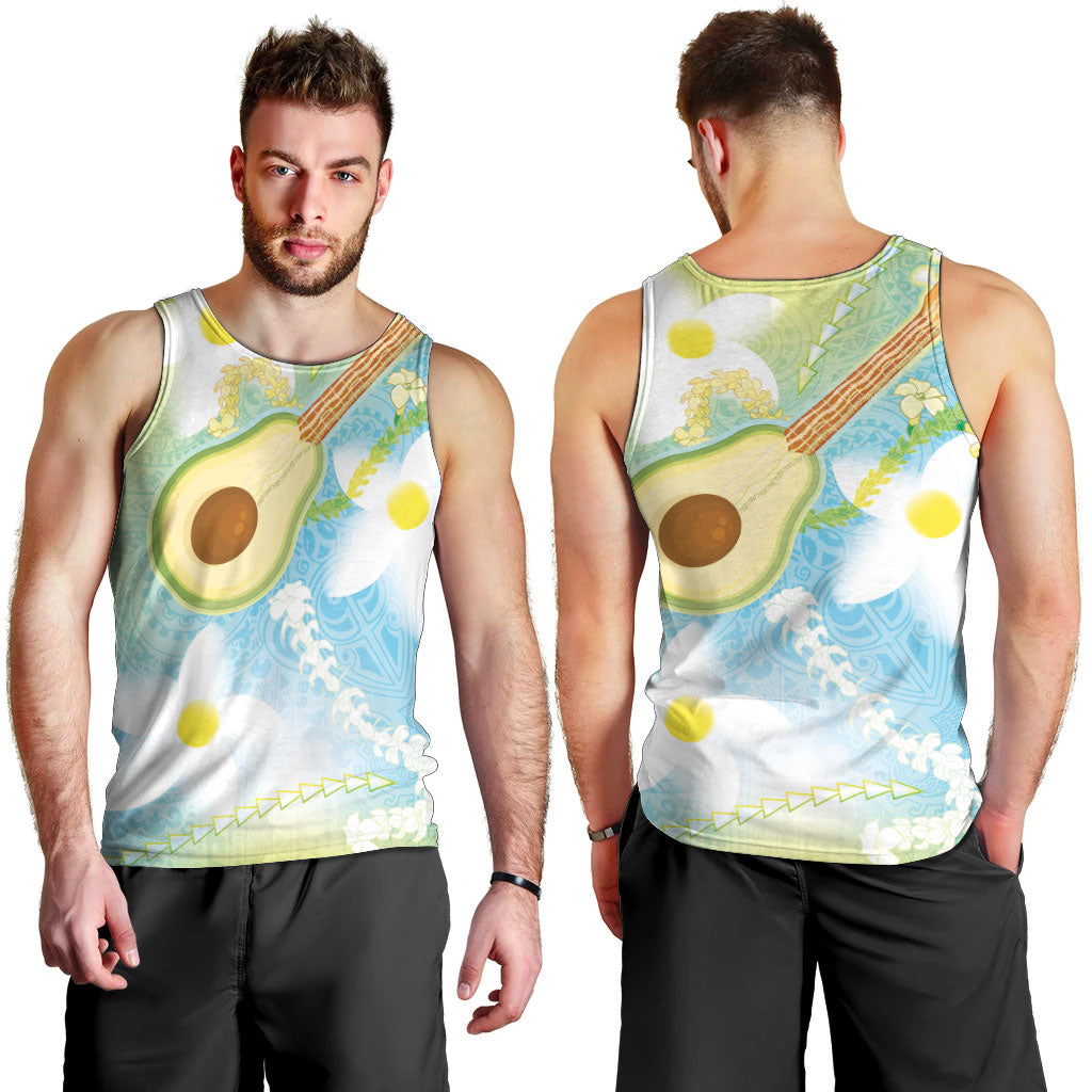 Hawaiian Ukulele Avocado Men Tank Top Leis and Polynesian Pattern LT03 - Polynesian Pride