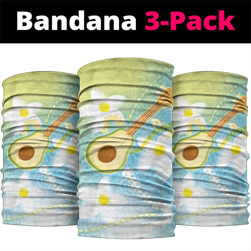 Hawaiian Ukulele Avocado Neck Gaiter Leis and Polynesian Pattern LT03 package One Size: 25*50cm White - Polynesian Pride