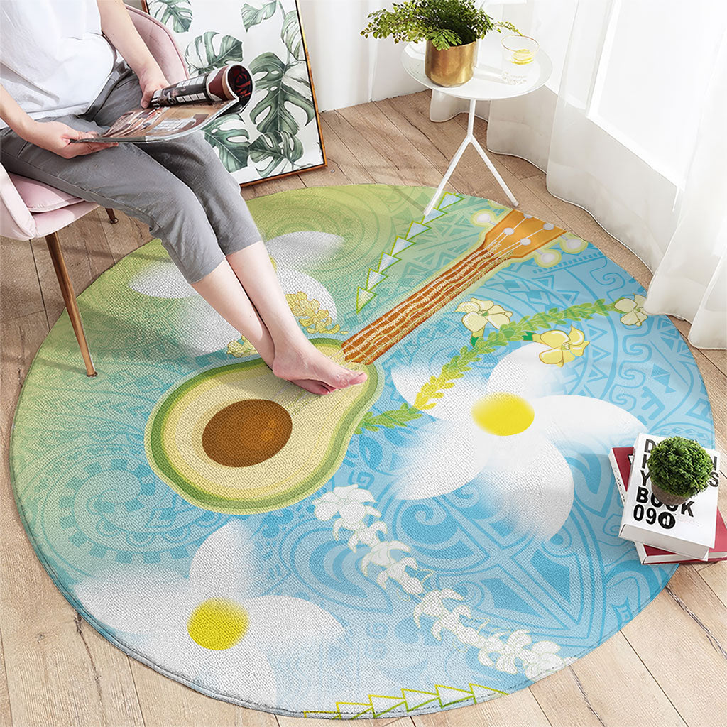 Hawaiian Ukulele Avocado Round Carpet Leis and Polynesian Pattern LT03 - Polynesian Pride