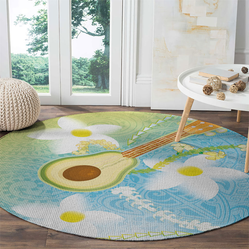 Hawaiian Ukulele Avocado Round Carpet Leis and Polynesian Pattern LT03 - Polynesian Pride