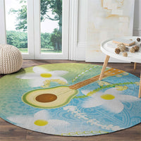 Hawaiian Ukulele Avocado Round Carpet Leis and Polynesian Pattern LT03 - Polynesian Pride