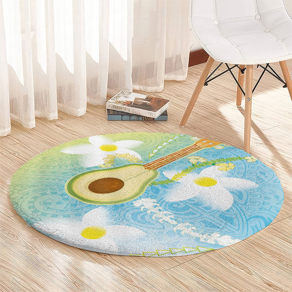 Hawaiian Ukulele Avocado Round Carpet Leis and Polynesian Pattern LT03 - Polynesian Pride