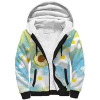 Hawaiian Ukulele Avocado Sherpa Hoodie Leis and Polynesian Pattern LT03 Unisex White - Polynesian Pride