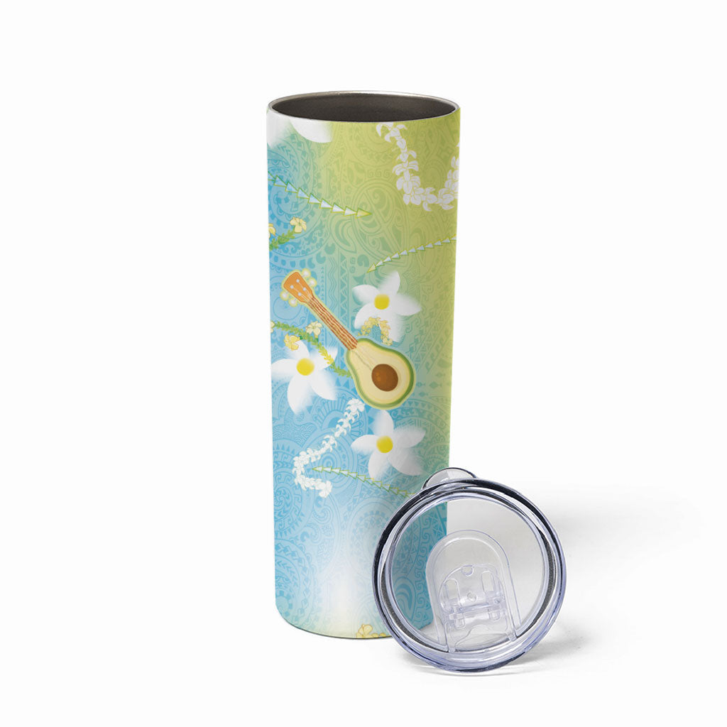Hawaiian Ukulele Avocado Skinny Tumbler Leis and Polynesian Pattern LT03 - Polynesian Pride
