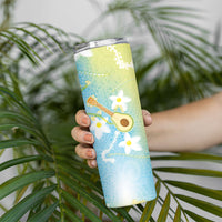 Hawaiian Ukulele Avocado Skinny Tumbler Leis and Polynesian Pattern LT03 - Polynesian Pride