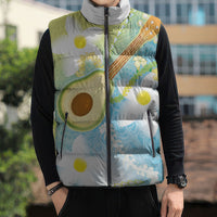 Hawaiian Ukulele Avocado Sleeveless Puffer Jacket Leis and Polynesian Pattern LT03 - Polynesian Pride