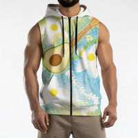 Hawaiian Ukulele Avocado Sleeveless Zip Hoodie Leis and Polynesian Pattern LT03 - Polynesian Pride
