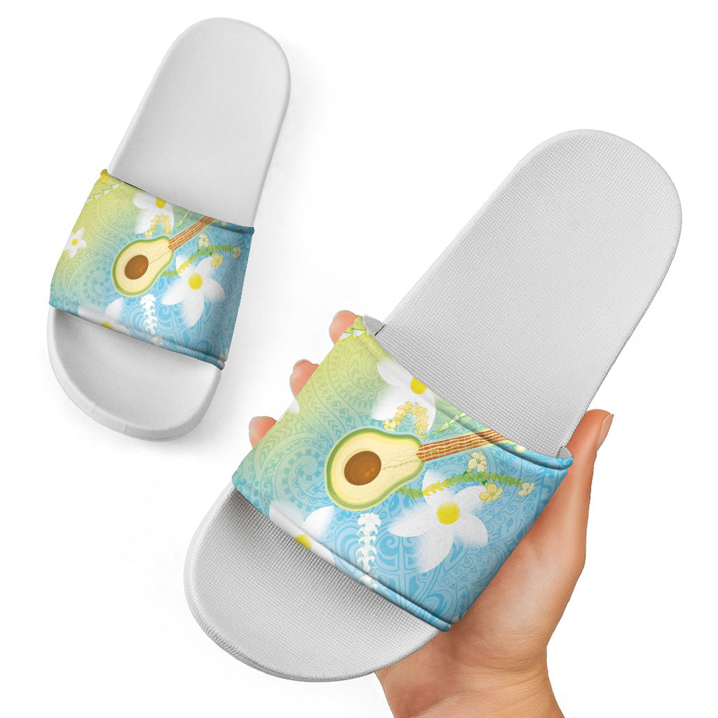 Hawaiian Ukulele Avocado Slide Sandals Leis and Polynesian Pattern LT03 - Polynesian Pride