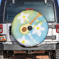 Hawaiian Ukulele Avocado Spare Tire Cover Leis and Polynesian Pattern LT03 White - Polynesian Pride