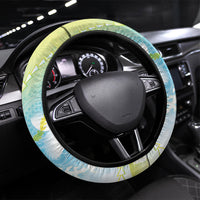 Hawaiian Ukulele Avocado Steering Wheel Cover Leis and Polynesian Pattern LT03 Universal Fit White - Polynesian Pride