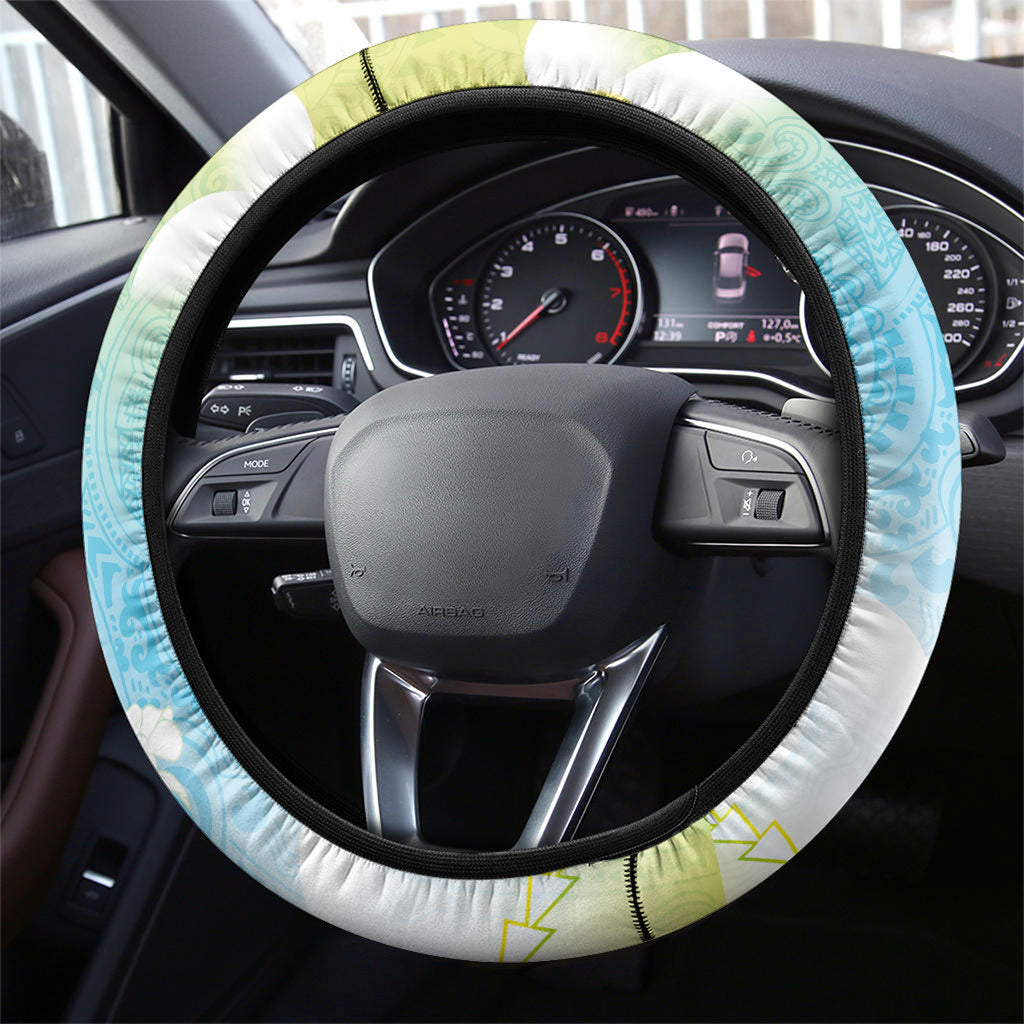 Hawaiian Ukulele Avocado Steering Wheel Cover Leis and Polynesian Pattern LT03 - Polynesian Pride