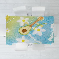 Hawaiian Ukulele Avocado Tablecloth Leis and Polynesian Pattern LT03 White - Polynesian Pride