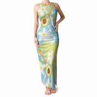 Hawaiian Ukulele Avocado Tank Maxi Dress Leis and Polynesian Pattern LT03 Women White - Polynesian Pride
