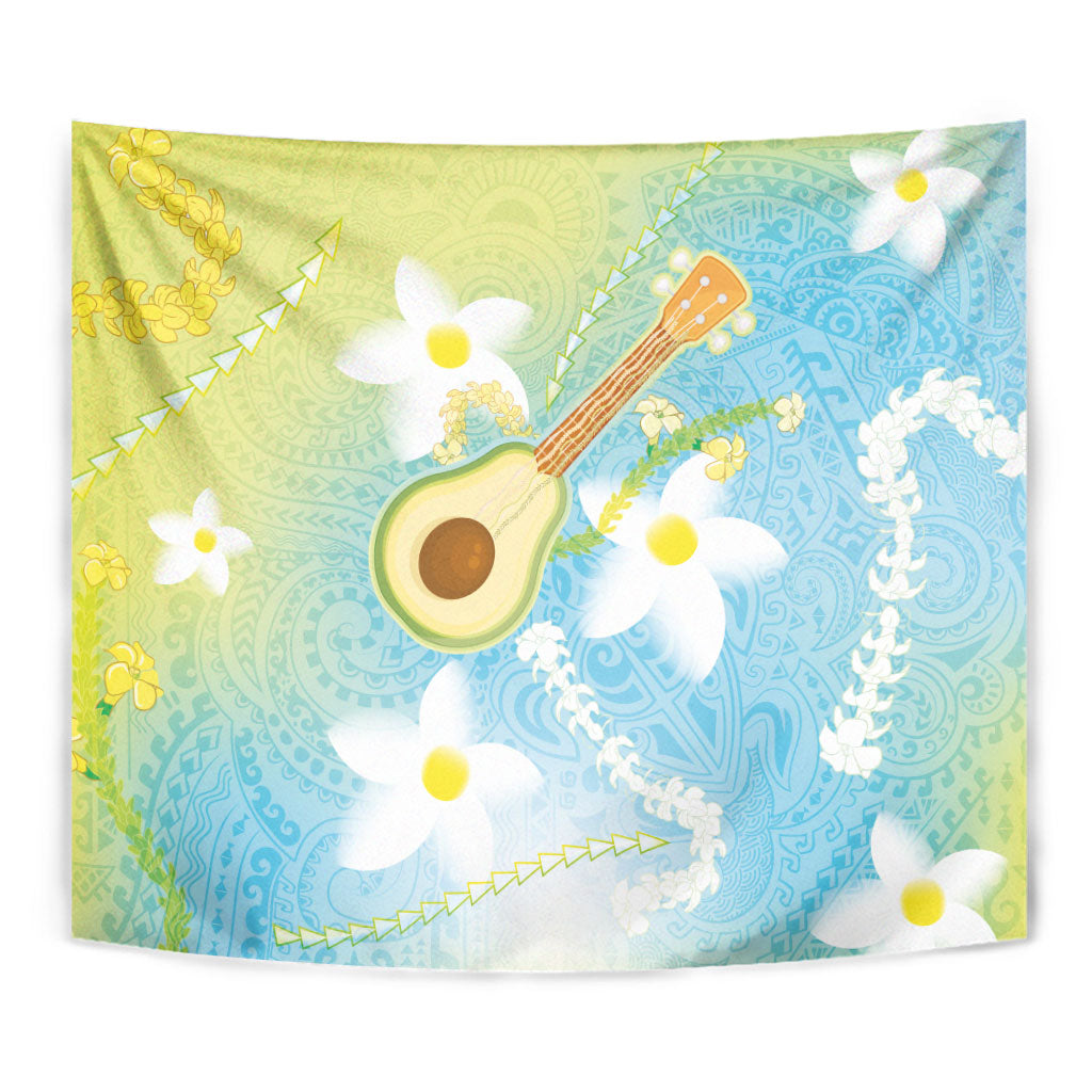 Hawaiian Ukulele Avocado Tapestry Leis and Polynesian Pattern LT03 - Polynesian Pride