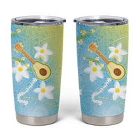 Hawaiian Ukulele Avocado Tumbler Cup Leis and Polynesian Pattern LT03 White - Polynesian Pride