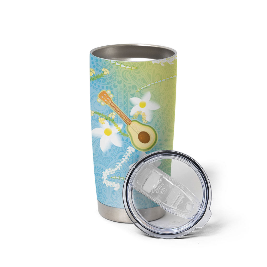 Hawaiian Ukulele Avocado Tumbler Cup Leis and Polynesian Pattern LT03 - Polynesian Pride