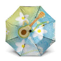 Hawaiian Ukulele Avocado Umbrella Leis and Polynesian Pattern LT03 One Size Folded 11.42 inch Opened Diameter 37.4 inch White - Polynesian Pride