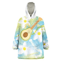 Hawaiian Ukulele Avocado Wearable Blanket Hoodie Leis and Polynesian Pattern LT03 One Size White - Polynesian Pride