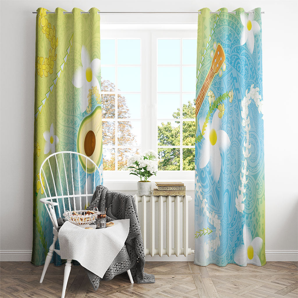 Hawaiian Ukulele Avocado Window Curtain Leis and Polynesian Pattern LT03 - Polynesian Pride