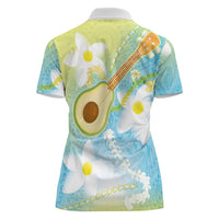 Hawaiian Ukulele Avocado Women Polo Shirt Leis and Polynesian Pattern LT03 - Polynesian Pride