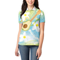 Hawaiian Ukulele Avocado Women Polo Shirt Leis and Polynesian Pattern LT03 - Polynesian Pride