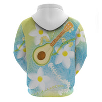 Hawaiian Ukulele Avocado Zip Hoodie Leis and Polynesian Pattern LT03 - Polynesian Pride