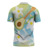 Hawaiian Ukulele Avocado Zipper Polo Shirt Leis and Polynesian Pattern LT03 - Polynesian Pride
