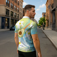 Hawaiian Ukulele Avocado Zipper Polo Shirt Leis and Polynesian Pattern LT03 - Polynesian Pride