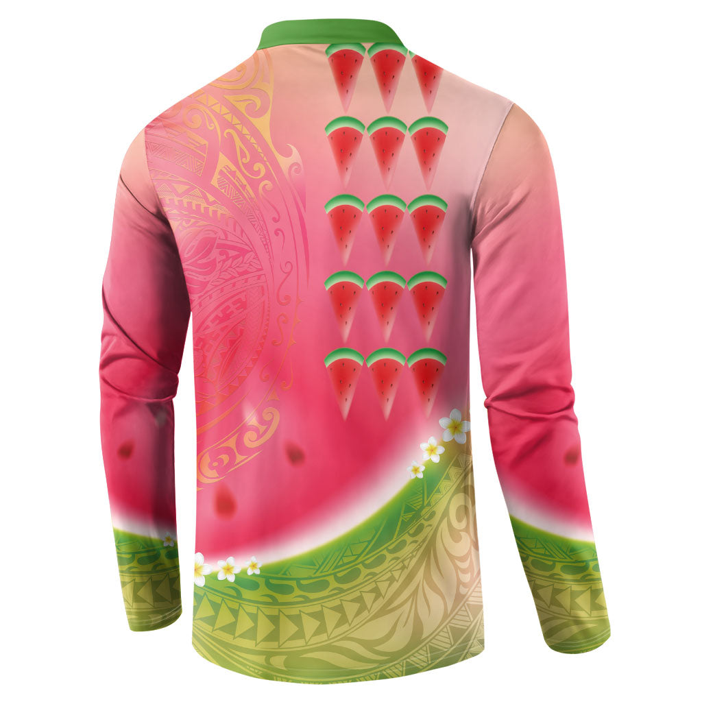 Hawaiian Watermelon Button Sweatshirt with Kakau Art Tattoo LT03 - Polynesian Pride
