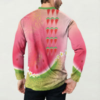 Hawaiian Watermelon Button Sweatshirt with Kakau Art Tattoo LT03 - Polynesian Pride