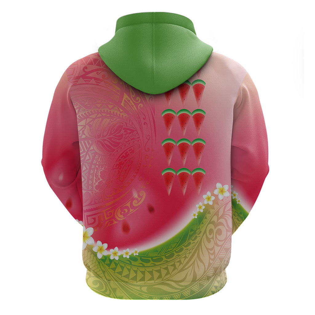 Hawaiian Watermelon Hoodie with Kakau Art Tattoo LT03 - Polynesian Pride