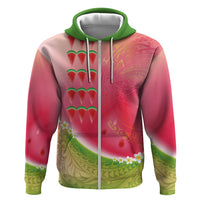 Hawaiian Watermelon Hoodie with Kakau Art Tattoo LT03 Zip Hoodie Multicolor - Polynesian Pride