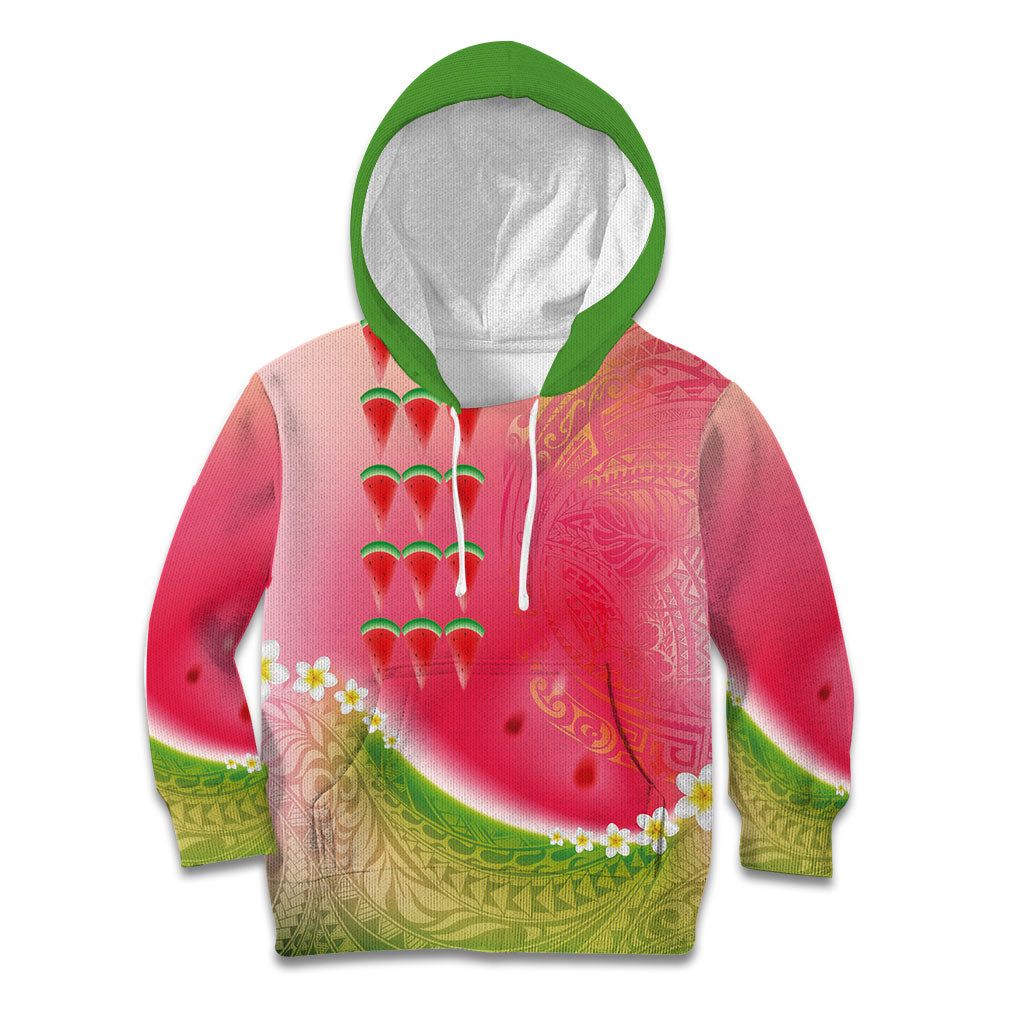 Hawaiian Watermelon Kid Hoodie with Kakau Art Tattoo LT03 Hoodie Multicolor - Polynesian Pride