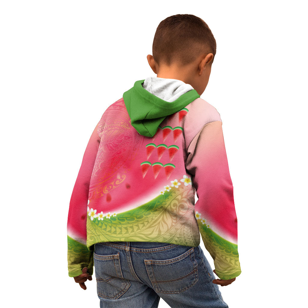 Hawaiian Watermelon Kid Hoodie with Kakau Art Tattoo LT03 - Polynesian Pride