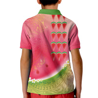Hawaiian Watermelon Kid Polo Shirt with Kakau Art Tattoo LT03 - Polynesian Pride