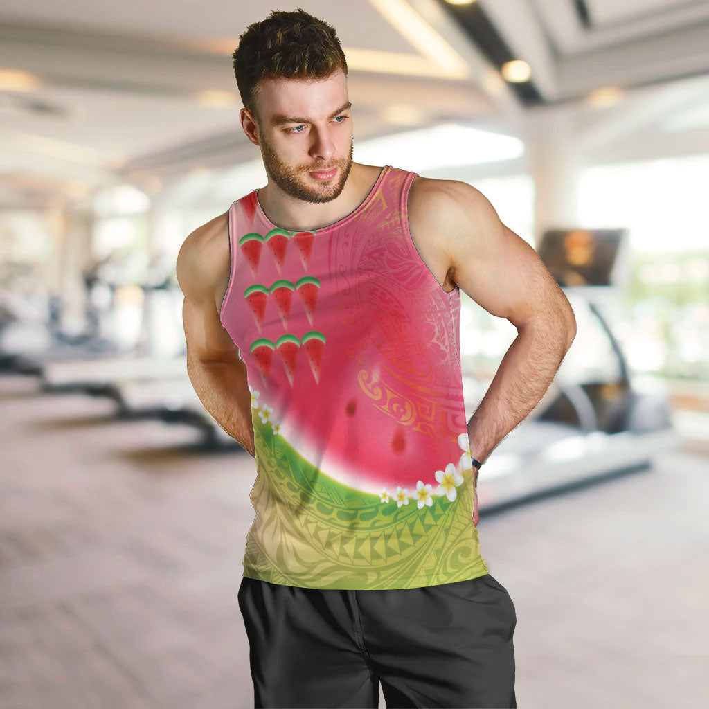 Hawaiian Watermelon Men Tank Top with Kakau Art Tattoo LT03 Multicolor - Polynesian Pride