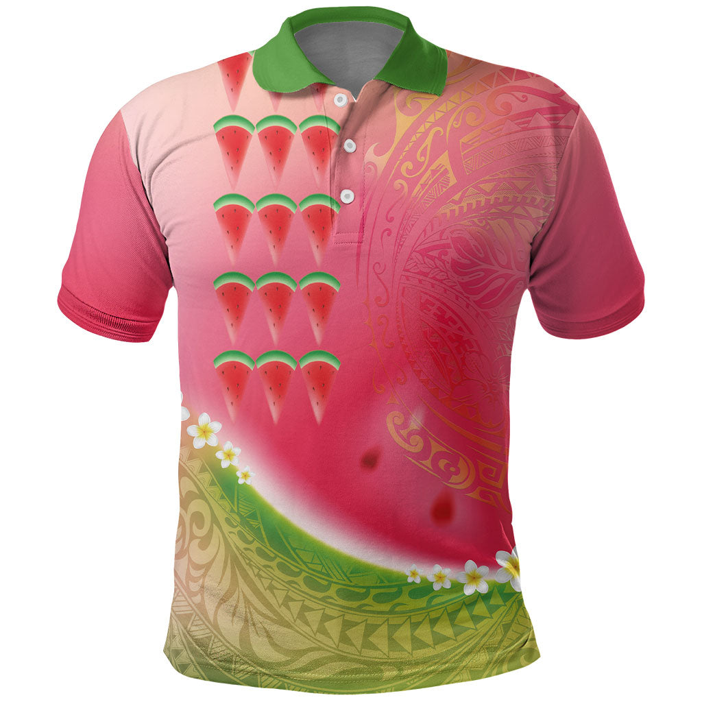 Hawaiian Watermelon Polo Shirt with Kakau Art Tattoo LT03 Multicolor - Polynesian Pride