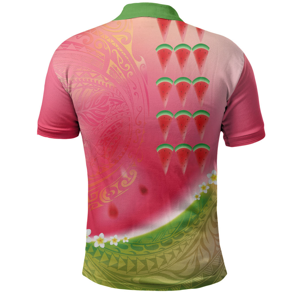 Hawaiian Watermelon Polo Shirt with Kakau Art Tattoo LT03 - Polynesian Pride
