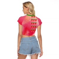 Hawaiian Watermelon Raglan Cropped T Shirt with Kakau Art Tattoo LT03 - Polynesian Pride