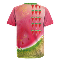 Hawaiian Watermelon Rugby Jersey with Kakau Art Tattoo LT03 - Polynesian Pride