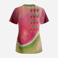 Hawaiian Watermelon Scrub Top with Kakau Art Tattoo LT03 - Polynesian Pride