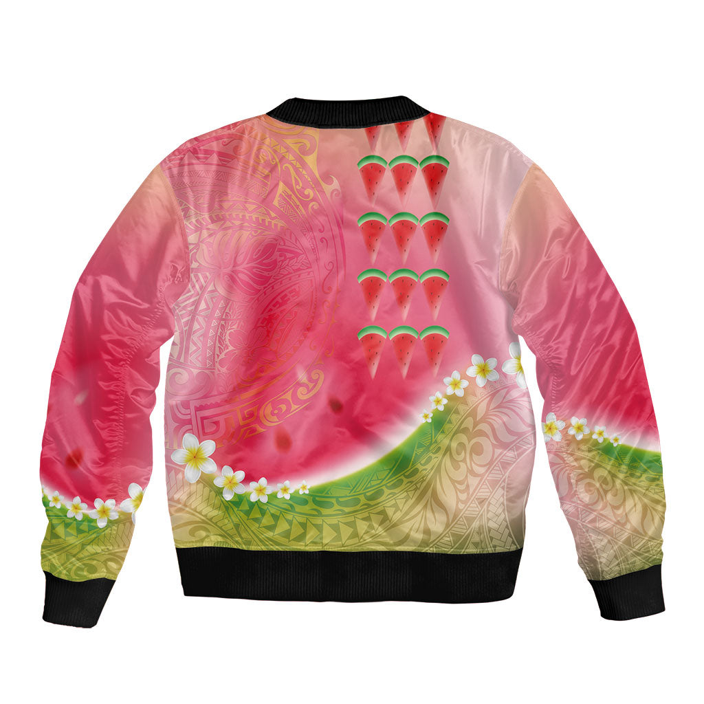 Hawaiian Watermelon Sleeve Zip Bomber Jacket with Kakau Art Tattoo LT03 - Polynesian Pride