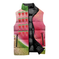 Hawaiian Watermelon Sleeveless Puffer Jacket with Kakau Art Tattoo LT03 - Polynesian Pride