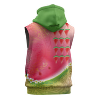 Hawaiian Watermelon Sleeveless Zip Hoodie with Kakau Art Tattoo LT03 - Polynesian Pride
