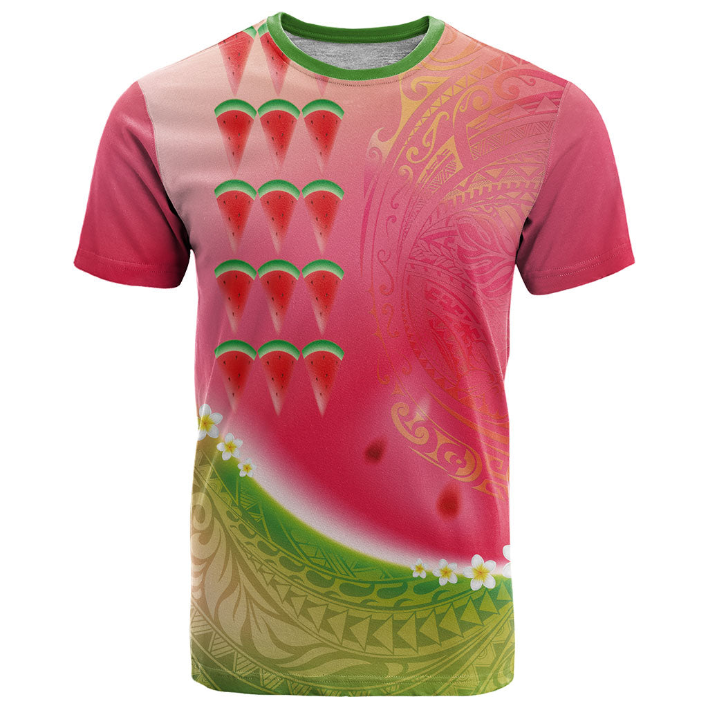 Hawaiian Watermelon T Shirt with Kakau Art Tattoo LT03 Multicolor - Polynesian Pride