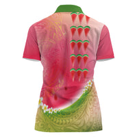 Hawaiian Watermelon Women Polo Shirt with Kakau Art Tattoo LT03 - Polynesian Pride