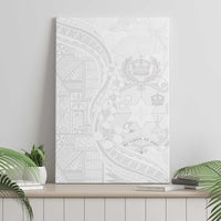 Tonga Faka Sepitema Canvas Wall Art Ngatu Pattern with Plumeria and Hibiscus