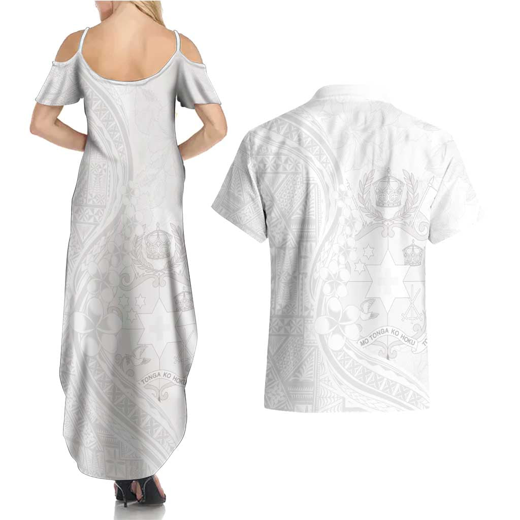 Tonga Faka Sepitema Couples Matching Summer Maxi Dress and Hawaiian Shirt Ngatu Pattern with Plumeria and Hibiscus LT03 - Polynesian Pride
